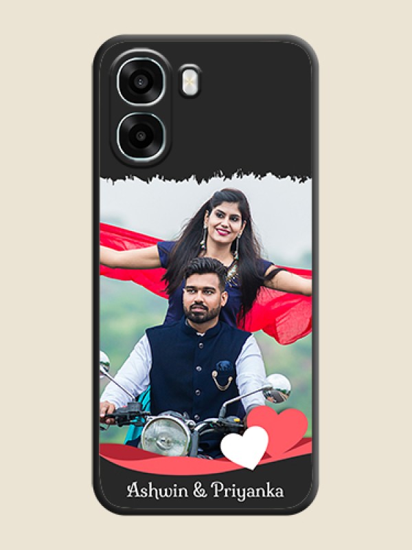 Custom Pin Color Love Shaped Ribbon Design with Text On Space Black Custom Soft Matte Mobile Back Cover - Oppo A6s 5G