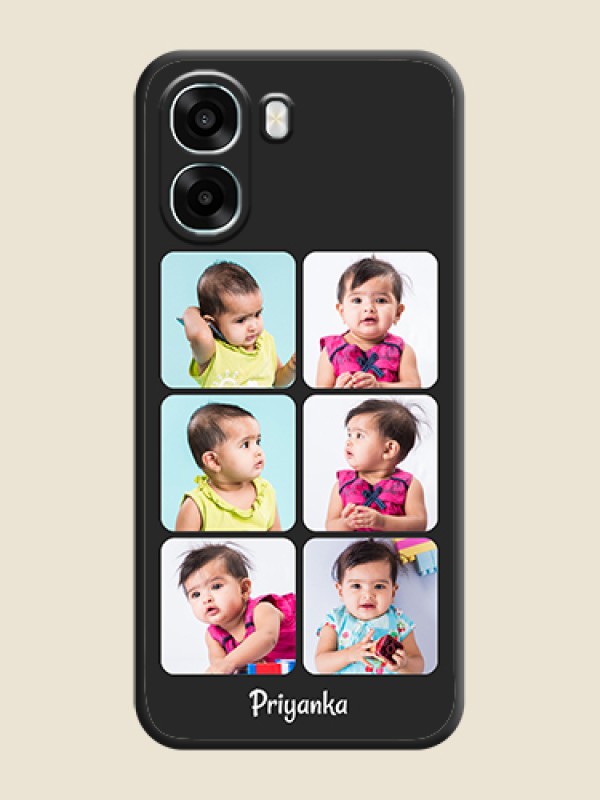 Custom Floral Art with 6 Image Holder on Photo On Space Black Custom Soft Matte Mobile Back Cover - Oppo A6s 5G