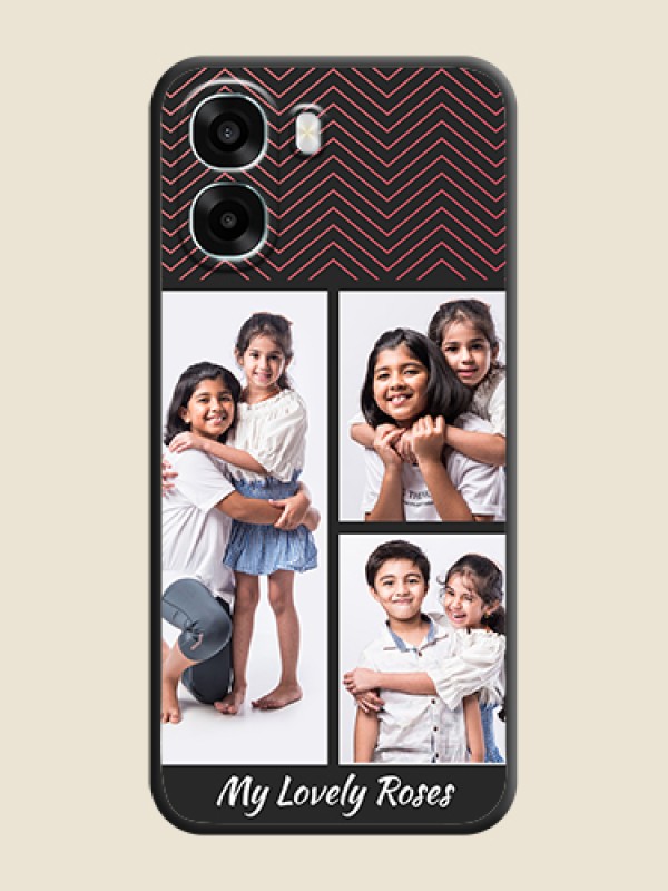 Custom Wave Pattern with 3 Image Holder On Space Black Custom Soft Matte Mobile Back Cover - Oppo A6s 5G