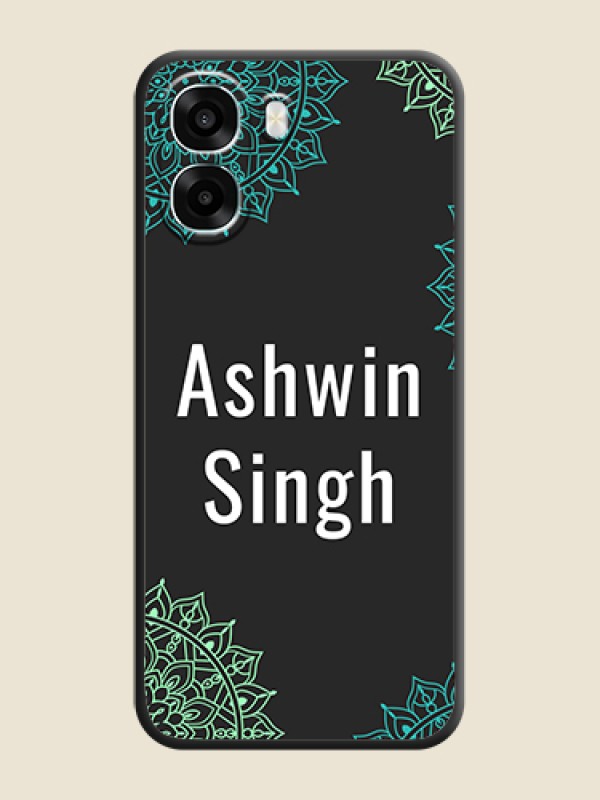 Custom Your Name with Floral Design On Space Black Custom Soft Matte Mobile Back Cover - Oppo A6s 5G