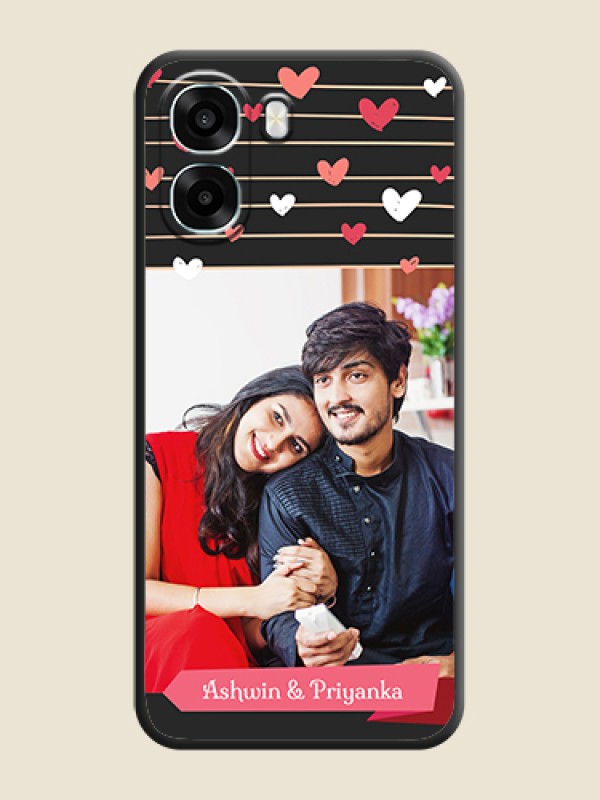 Custom Love Pattern with Name on Pink Ribbon on Photo On Space Black Custom Soft Matte Mobile Back Cover - Oppo A6x 4G