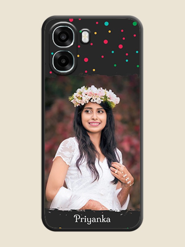 Custom Multicolor Dotted Pattern with Text On Space Black Custom Soft Matte Mobile Back Cover - Oppo A6x 4G
