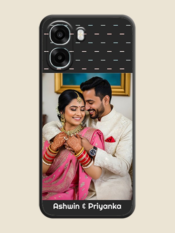 Custom Line Pattern Design with Text On Space Black Custom Soft Matte Mobile Back Cover - Oppo A6x 5G