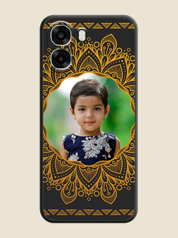 Custom Round Image with Floral Design On Space Black Custom Soft Matte Mobile Back Cover - Oppo A6x 5G