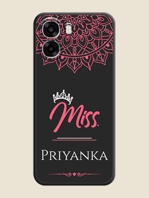 Custom Mrs Name with Floral Design On Space Black Custom Soft Matte Mobile Back Cover - Oppo A6x 5G