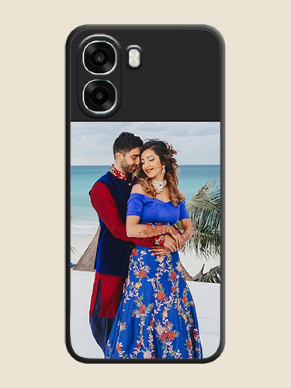 Custom Image Upload With Space Black Color On Custom Soft Matte Mobile Back Cover - Oppo A6x 5G