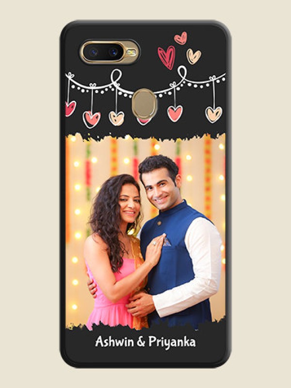 Custom Pink Love Hangings with Name on Space Black Custom Soft Matte Phone Cases - Oppo A7