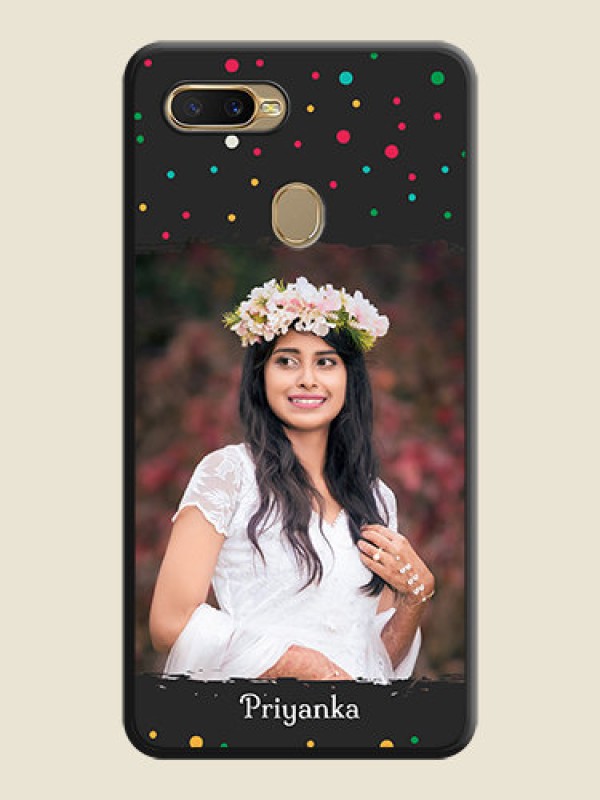 Custom Multicolor Dotted Pattern with Text on Space Black Custom Soft Matte Phone Back Cover - Oppo A7