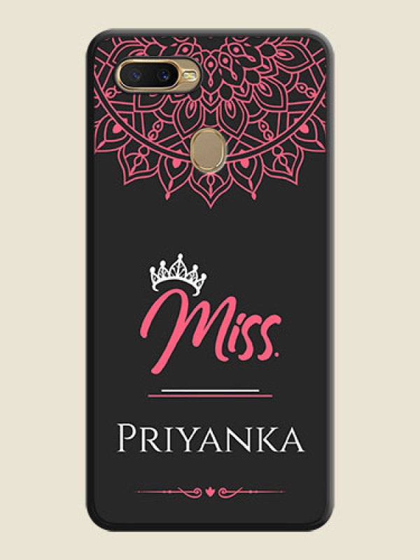 Custom Mrs Name with Floral Design on Space Black Personalized Soft Matte Phone Covers - Oppo A7