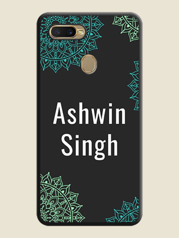 Custom Your Name with Floral Design on Space Black Custom Soft Matte Back Cover - Oppo A7