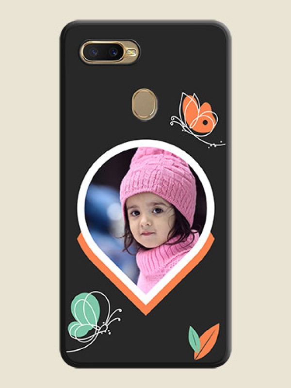 Custom Upload Pic With Simple Butterly Design On Space Black Personalized Soft Matte Phone Covers -Oppo A7