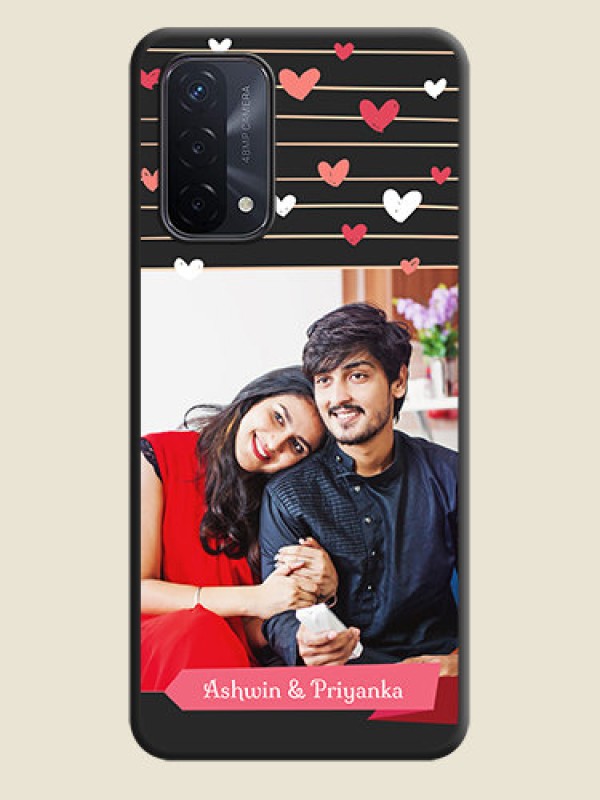 Custom Love Pattern with Name on Pink Ribbon  on Photo on Space Black Soft Matte Back Cover - Oppo A74 5G