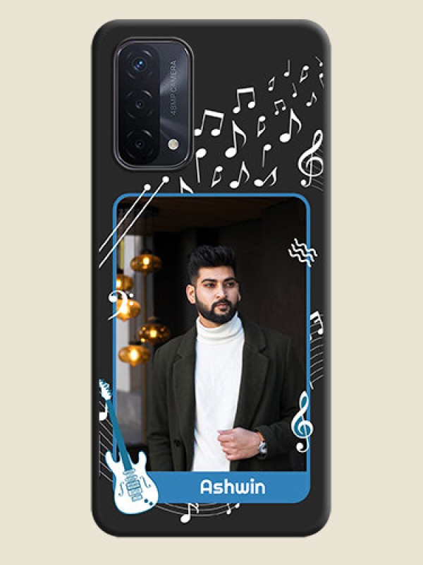 Custom Musical Theme Design with Text on Photo on Space Black Soft Matte Mobile Case - Oppo A74 5G