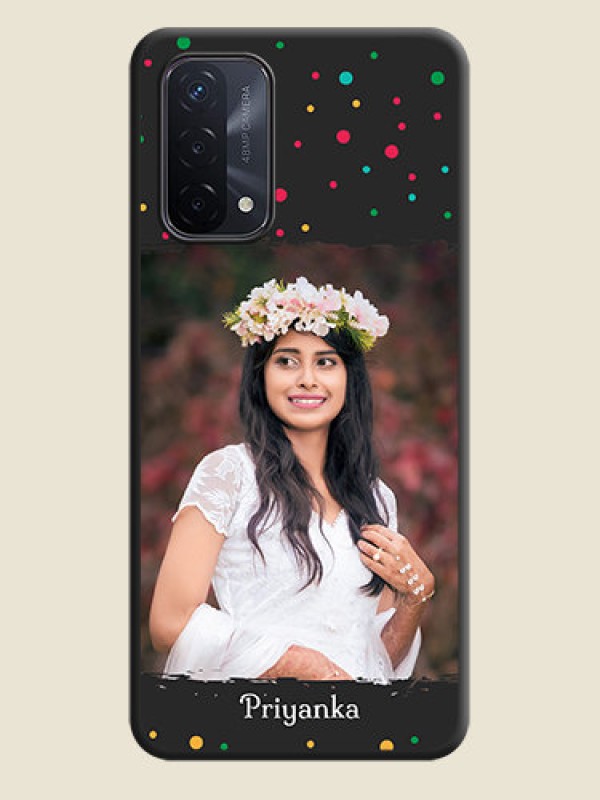 Custom Multicolor Dotted Pattern with Text on Space Black Custom Soft Matte Phone Back Cover - Oppo A74 5G