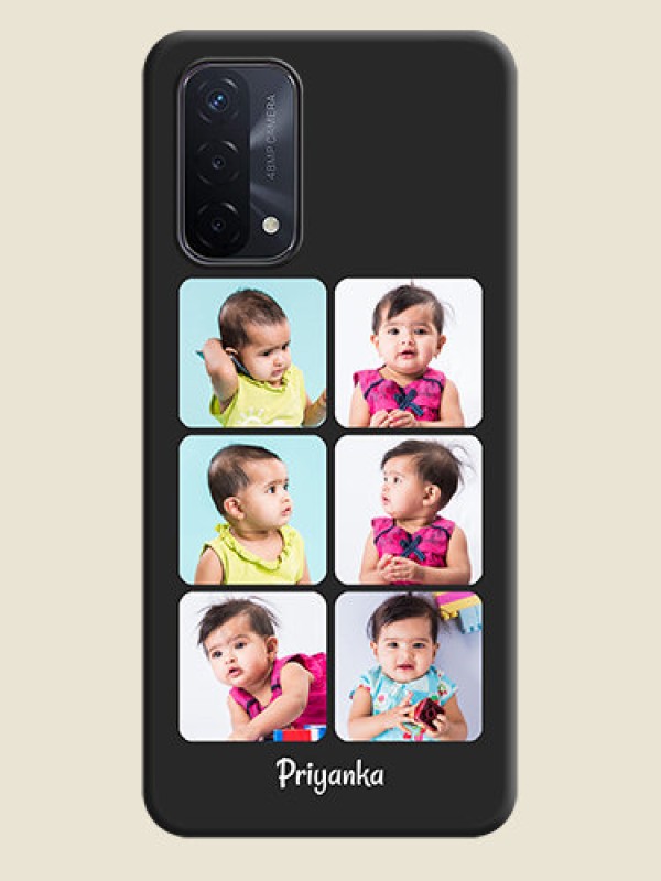 Custom Floral Art with 6 Image Holder on Photo on Space Black Soft Matte Mobile Case - Oppo A74 5G