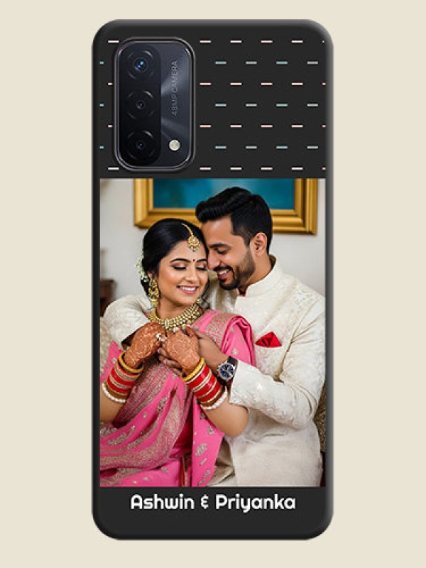 Custom Line Pattern Design with Text on Space Black Custom Soft Matte Phone Back Cover - Oppo A74 5G