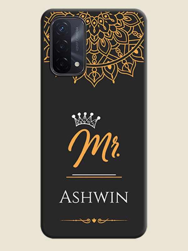 Custom Mr Name with Floral Design  on Personalised Space Black Soft Matte Cases - Oppo A74 5G