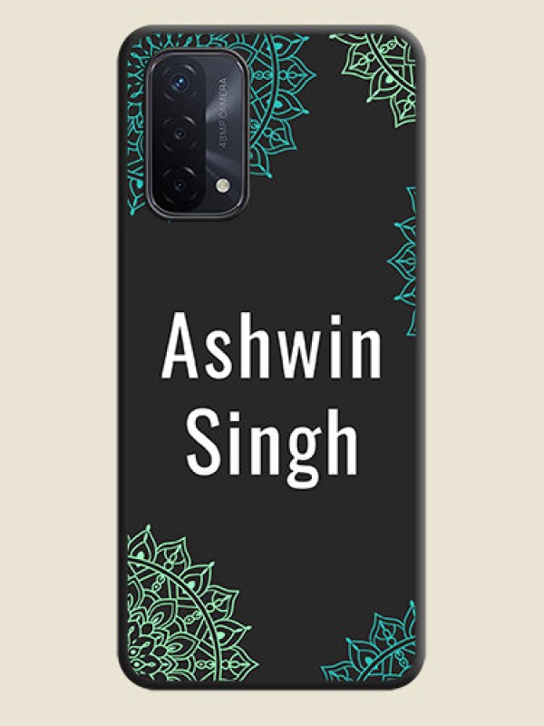 Custom Your Name with Floral Design on Space Black Custom Soft Matte Back Cover - Oppo A74 5G