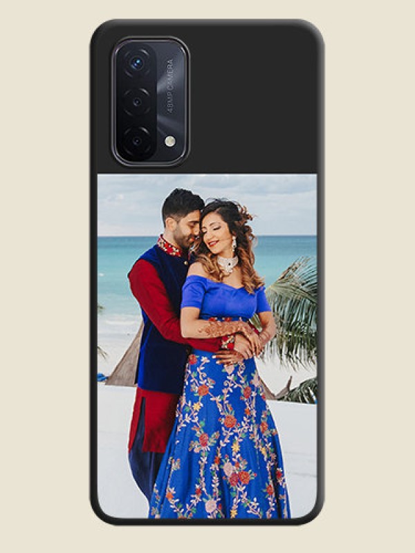 Custom Image Upload With Space Black Color On Custom Soft Matte Mobile Back Cover - Oppo A74 5G