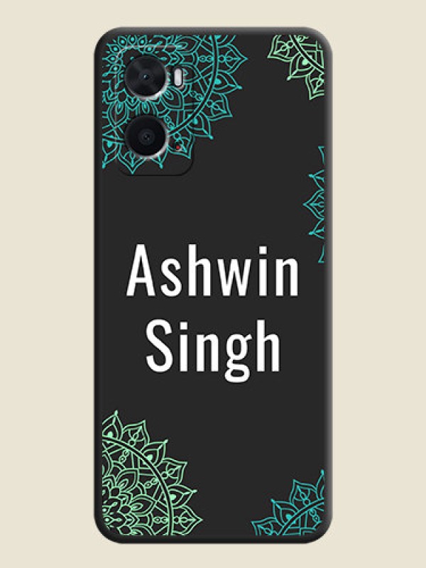 Custom Your Name with Floral Design on Space Black Custom Soft Matte Back Cover - Oppo A76