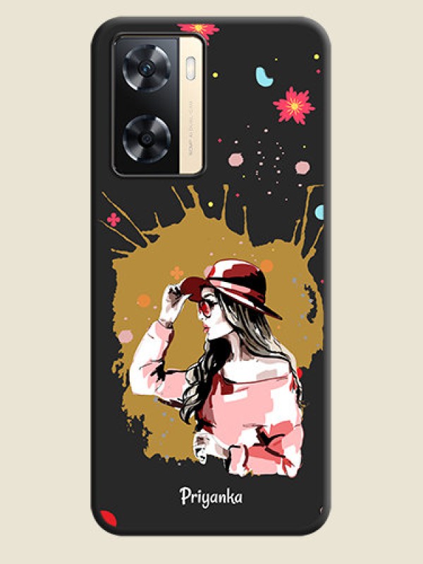 Custom Mordern Lady With Color Splash Background With Custom Text On Space Black Personalized Soft Matte Phone Covers -Oppo A77 4G
