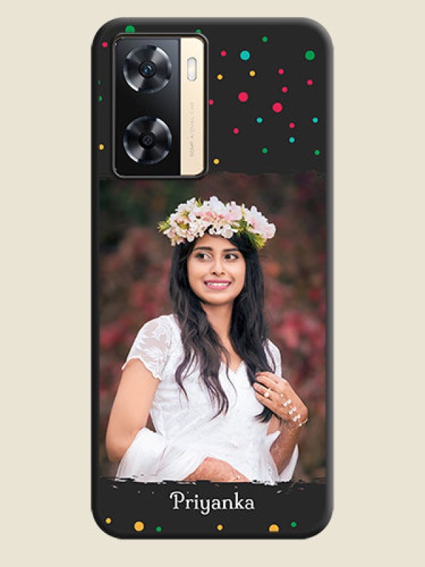Custom Multicolor Dotted Pattern with Text on Space Black Custom Soft Matte Phone Back Cover - Oppo A77s