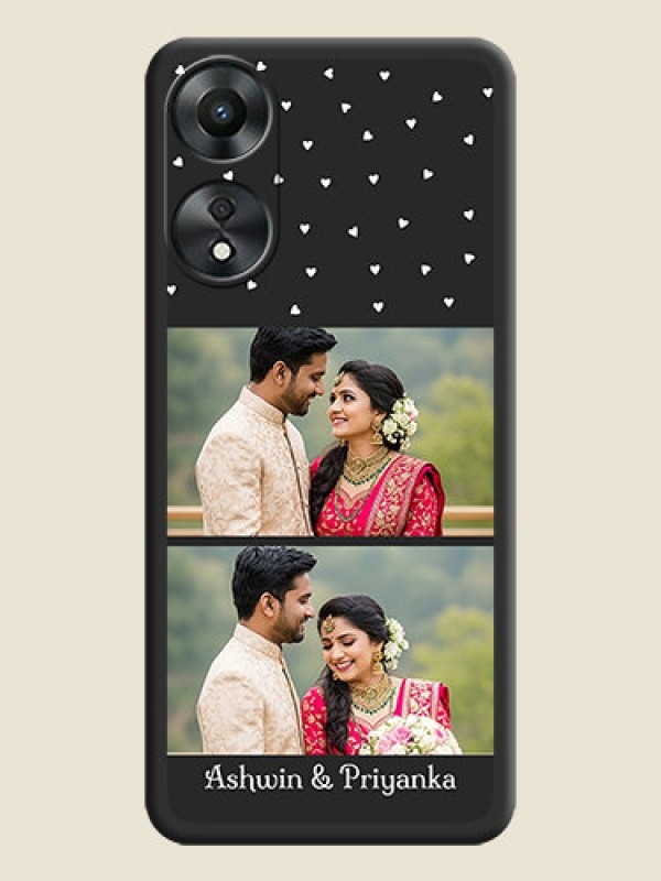 Custom Miniature Love Symbols with Name on Space Black Custom Soft Matte Back Cover - Oppo A78 5G