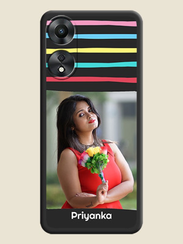 Custom Multicolor Lines with Image on Space Black Personalized Soft Matte Phone Covers - Oppo A78 5G