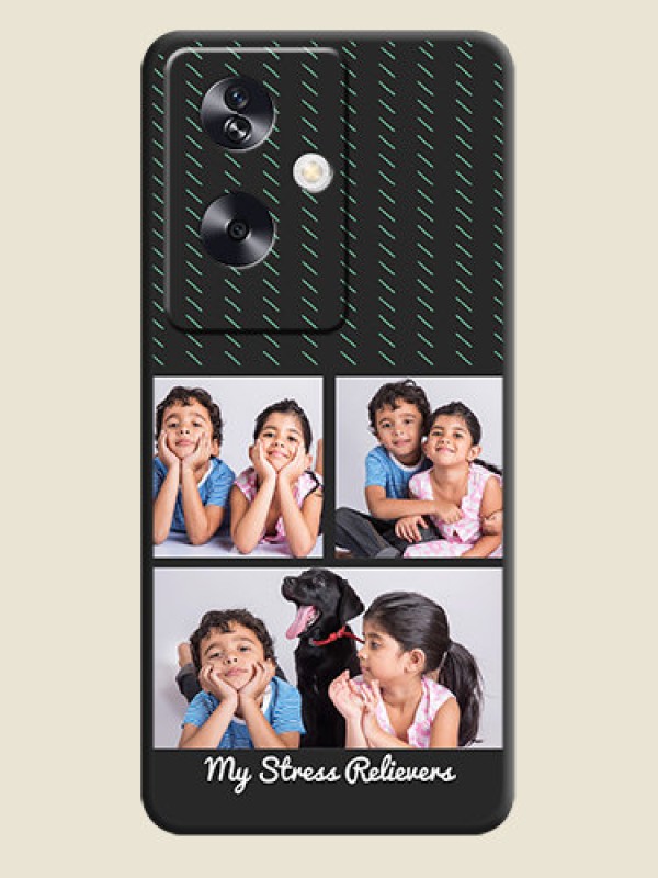Custom Cross Dotted Pattern with 2 Image Holder On Space Black Custom Soft Matte Mobile Back Cover - Oppo A79 5G