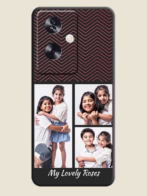 Custom Wave Pattern with 3 Image Holder On Space Black Custom Soft Matte Mobile Back Cover - Oppo A79 5G