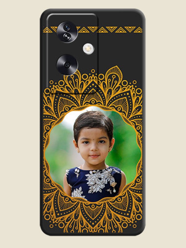 Custom Round Image with Floral Design On Space Black Custom Soft Matte Mobile Back Cover - Oppo A79 5G