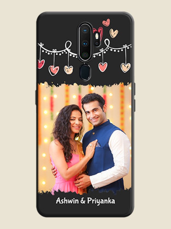 Custom Pink Love Hangings with Name on Space Black Custom Soft Matte Phone Cases - Oppo A9 2020