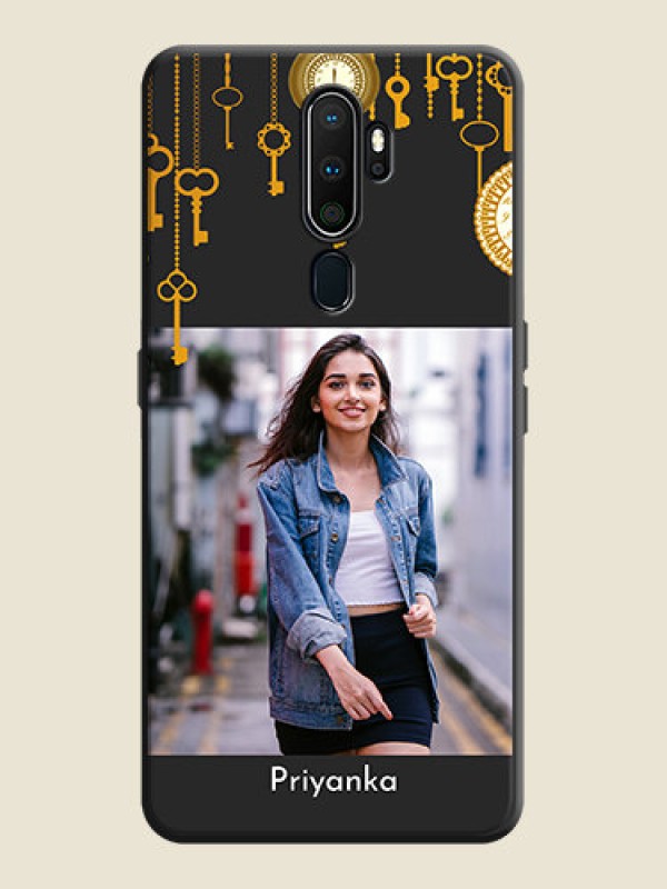 Custom Decorative Design with Text on Space Black Custom Soft Matte Back Cover - Oppo A9 2020
