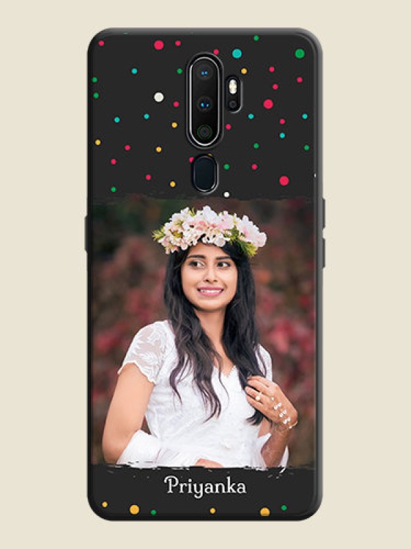 Custom Multicolor Dotted Pattern with Text on Space Black Custom Soft Matte Phone Back Cover - Oppo A9 2020