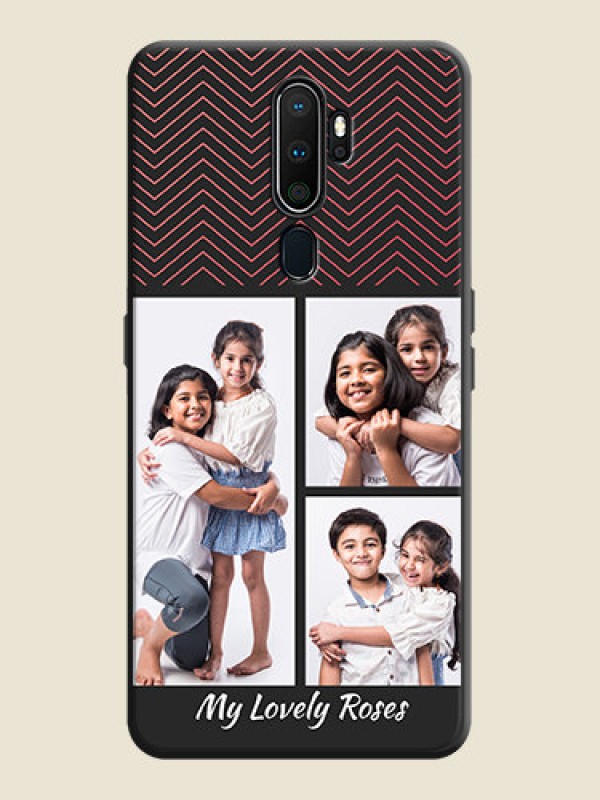 Custom Wave Pattern with 3 Image Holder on Space Black Custom Soft Matte Back Cover - Oppo A9 2020