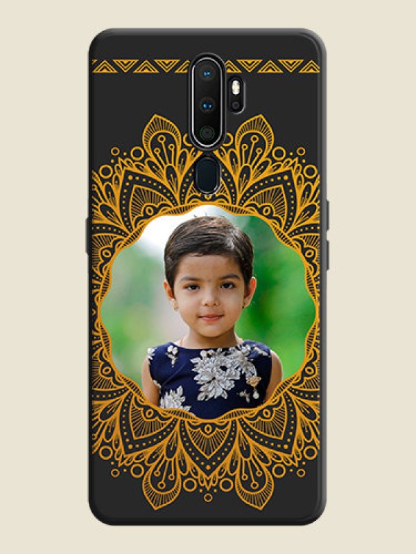 Custom Round Image with Floral Design - Photo on Space Black Soft Matte Mobile Cover - Oppo A9 2020