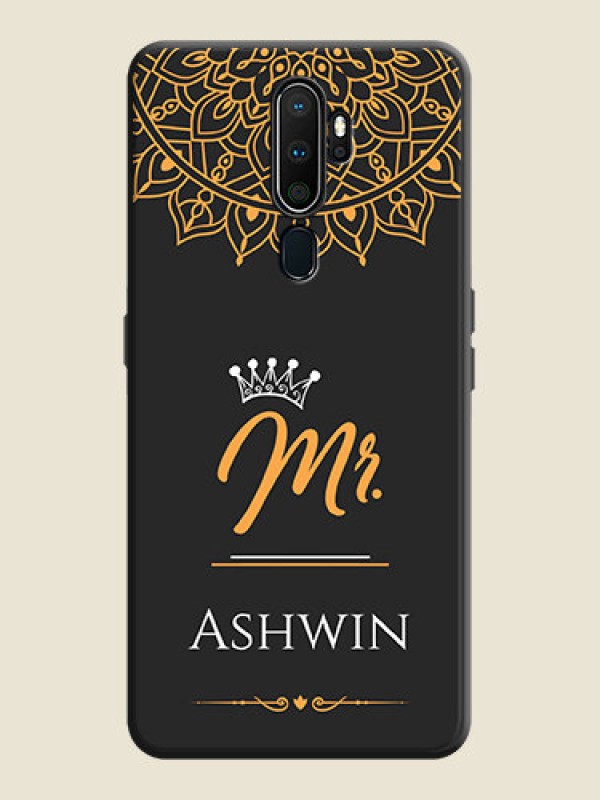 Custom Mr Name with Floral Design  on Personalised Space Black Soft Matte Cases - Oppo A9 2020