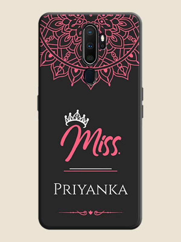 Custom Mrs Name with Floral Design on Space Black Personalized Soft Matte Phone Covers - Oppo A9 2020