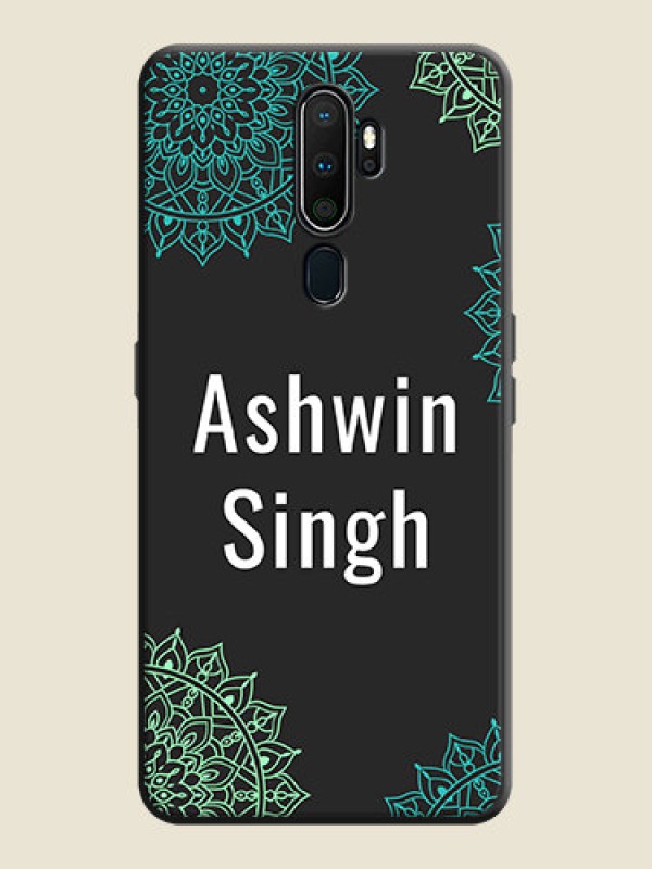 Custom Your Name with Floral Design on Space Black Custom Soft Matte Back Cover - Oppo A9 2020