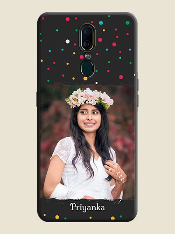 Custom Multicolor Dotted Pattern with Text on Space Black Custom Soft Matte Phone Back Cover - Oppo A9