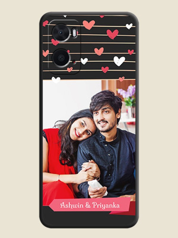 Custom Love Pattern with Name on Pink Ribbon  on Photo on Space Black Soft Matte Back Cover - Oppo A96
