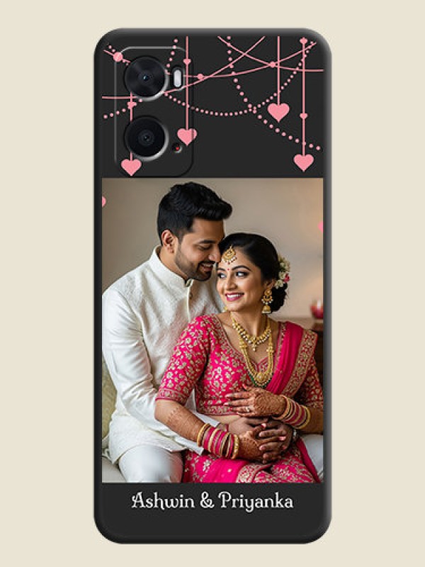 Custom Pink Love Hangings with Text on Space Black Custom Soft Matte Back Cover - Oppo A96