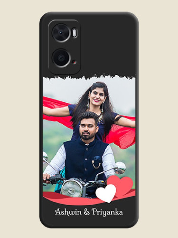 Custom Pin Color Love Shaped Ribbon Design with Text on Space Black Custom Soft Matte Phone Back Cover - Oppo A96
