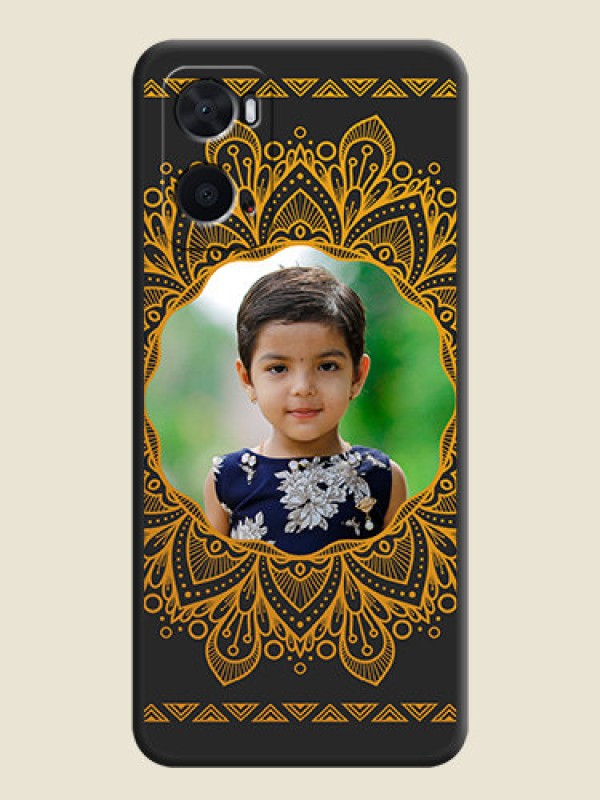 Custom Round Image with Floral Design on Photo on Space Black Soft Matte Mobile Cover - Oppo A96