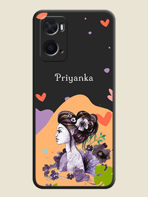 Custom Namecase For Her With Fancy Lady Image On Space Black Personalized Soft Matte Phone Covers -Oppo A96