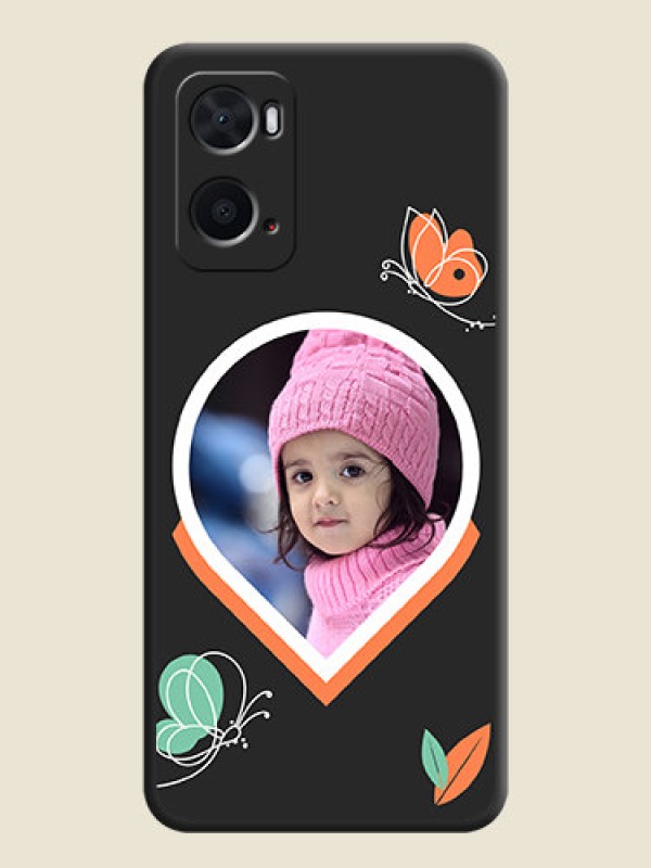 Custom Upload Pic With Simple Butterly Design On Space Black Personalized Soft Matte Phone Covers -Oppo A96