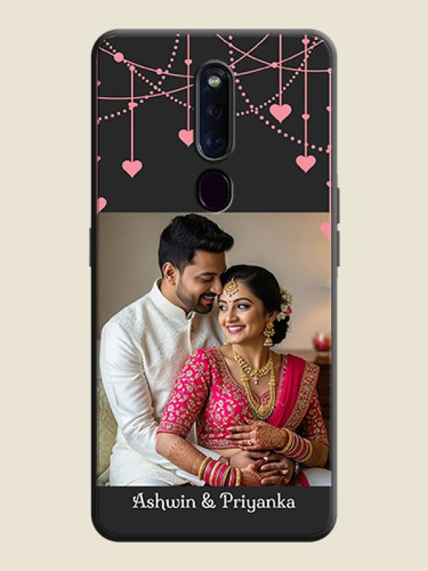 Custom Pink Love Hangings with Text on Space Black Custom Soft Matte Back Cover - Oppo F11 Pro