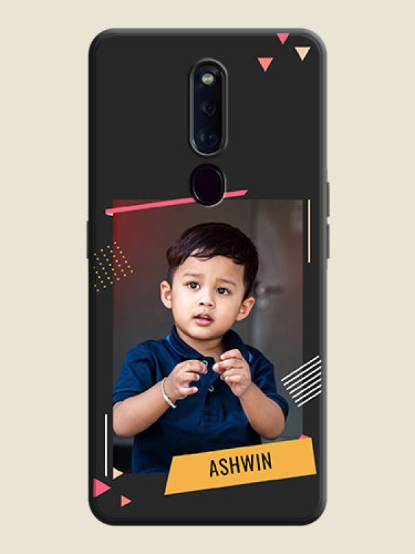 Custom Photo Frame with Triangle Small Dots - Photo on Space Black Soft Matte Back Cover - Oppo F11 Pro