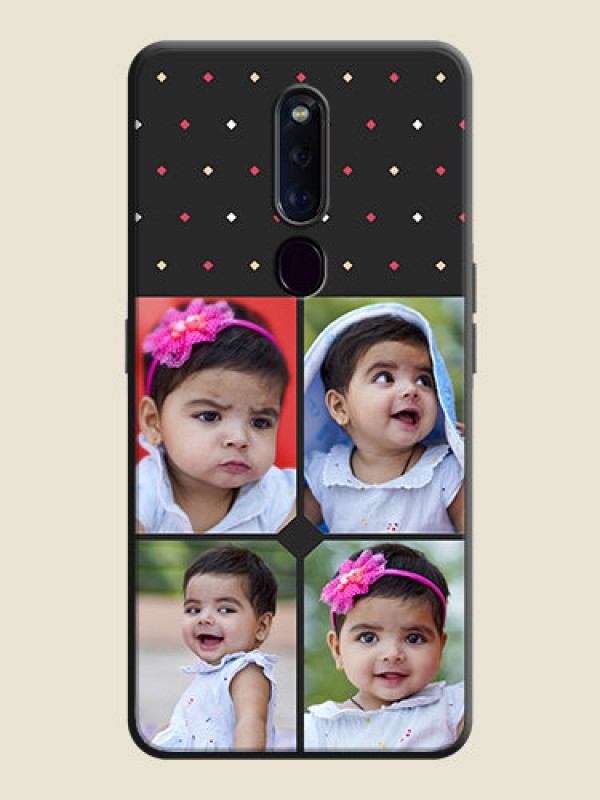 Custom Multicolor Dotted Pattern with 4 Image Holder on Space Black Custom Soft Matte Phone Cases - Oppo F11 Pro