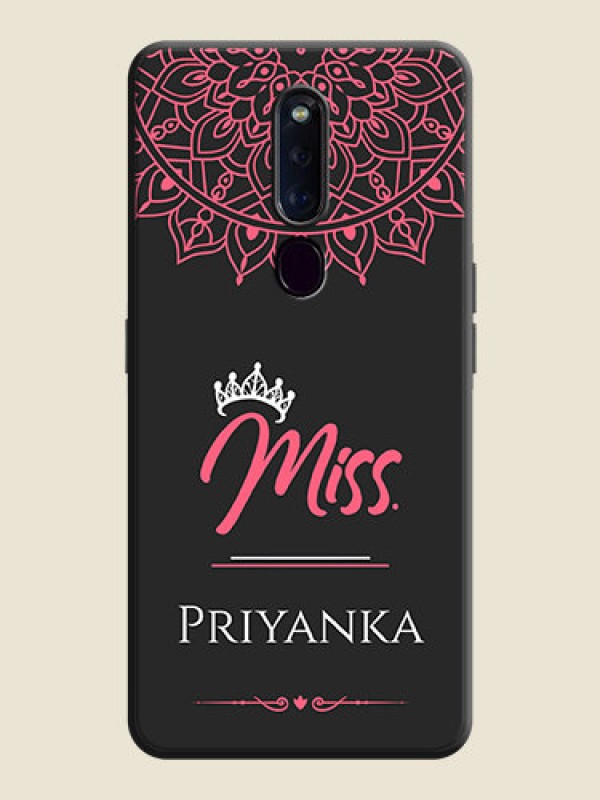 Custom Mrs Name with Floral Design on Space Black Personalized Soft Matte Phone Covers - Oppo F11 Pro